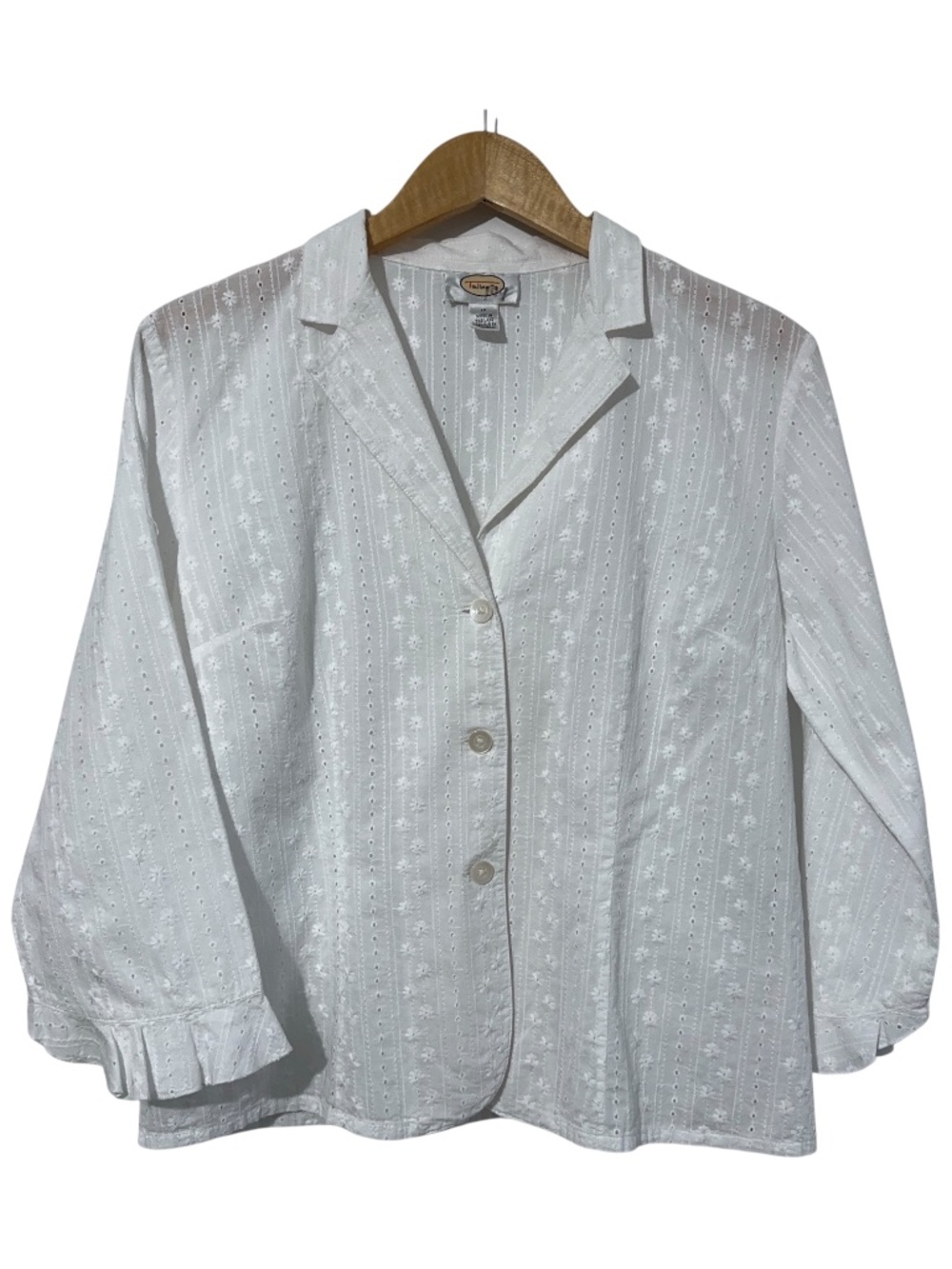 Talbots Eyelet Button Down Shirt Womens Size 12 Fall Casual